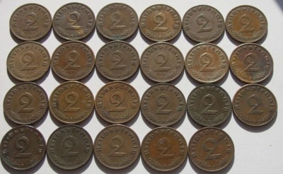 2 Reichspfennig 1937 1938 1939 1940 A B D E F Ładne