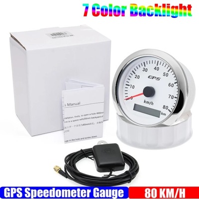 85MM GPS Speedometer For Motorcycle Marine Boat 7 Color Backlight 30~73575