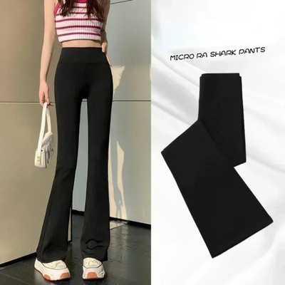 Velvet Micro Flared Pants High Waist Slim Sport Po