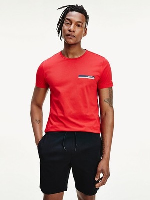 TOMMY HILFIGER CZERWONY T-SHIRT LOGO (M)