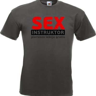Koszulka z nadrukiem sex instruktor zabawna L graf