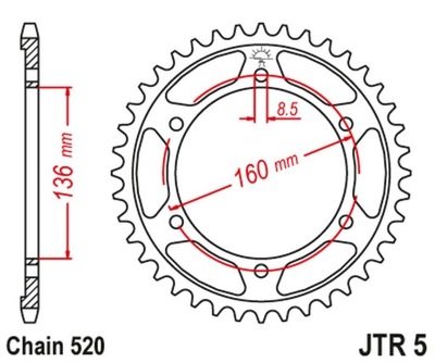 JT ENGRANAJE PARTE TRASERA 3552 44 BMW F 650, APRILIA PEGASO  