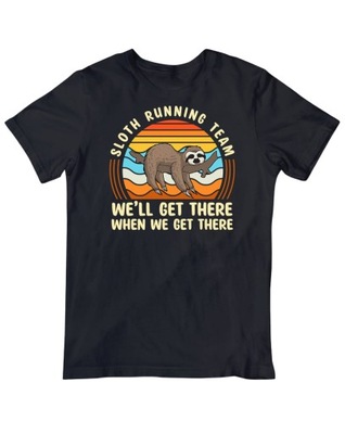 BIEG Śmieszna Koszulka męska biegowa z leniwcem RUNNING TEAM
