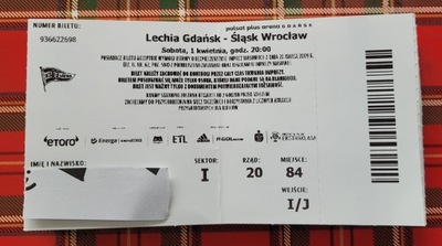 bilet Lechia Gdańsk - Śląsk Wrocław