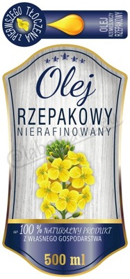 OLEJ RZEPAKOWY - Etykieta 500ml, naklejka 12 szt