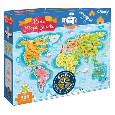 Puzzle Mapa Świata 300 elementów CZUCZU