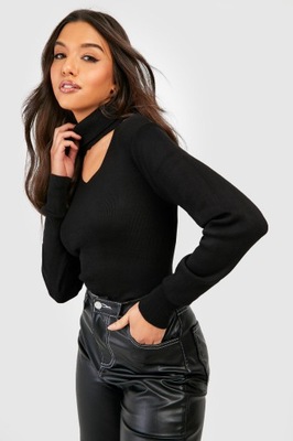 BOOHOO CZARNY SWETER PRĄŻKI CHOKER NDX NG2__L