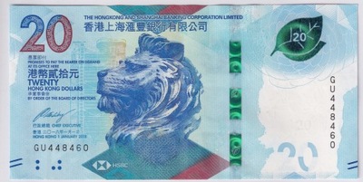 20 Dolarów Hong Kong 2018 P#W218 UNC HSBC