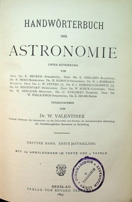 Handworterbuch der Astronomie Dritter band 1899