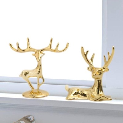 2 sztuk Elk Deer statua renifer figurki metalowe r