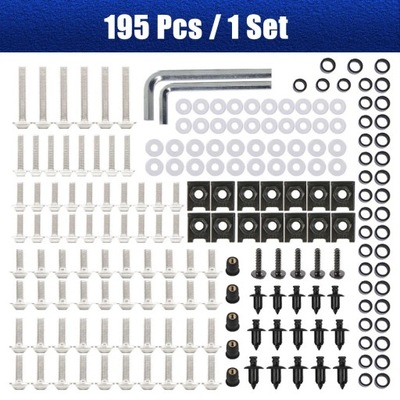 195PCS FOR HONDA YAMAHA BMW KAWASAKI KTM SCREWS MOTORCYCLE ALLOY FAI~15825