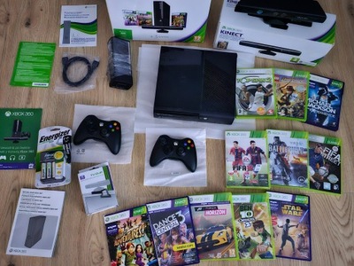 NAJWIĘKSZY ZESTAW XBOX360, 500GB, 2 PADY, 170 GIER, KINECT, AKUMULATORKI