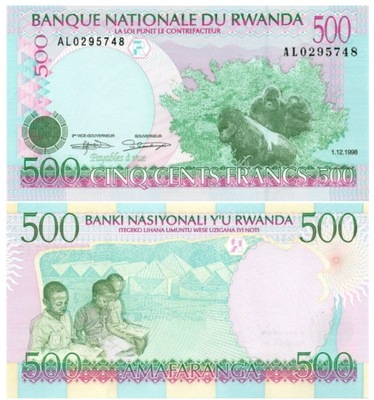 RWANDA 500 FRANCS 1998 P-26 UNC