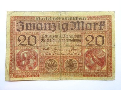 20 Marek 1918 Cesarstwo Niemiec Niemcy banknot