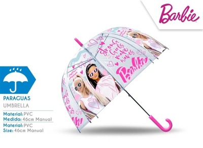 Parasolka Barbie przezroczysta automatyczna 46 cm