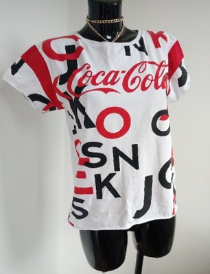 Coke Coca Cola biały basic t-shirt koszulka napisy letnia krótki rękaw M L