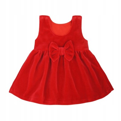 Sukienka niemowlęca czerwona welurowa kokarda 62