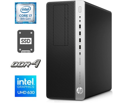 BARDZO SZYBKI KOMPUTER HP ELITEDESK 800 G4 TOWER i7-8700 8GB 512GB SSD W10