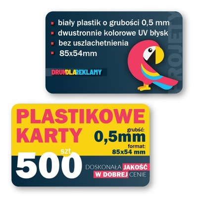 0,5mm KARTY PLASTIKOWE PVC KARTA KLIENTA 500szt