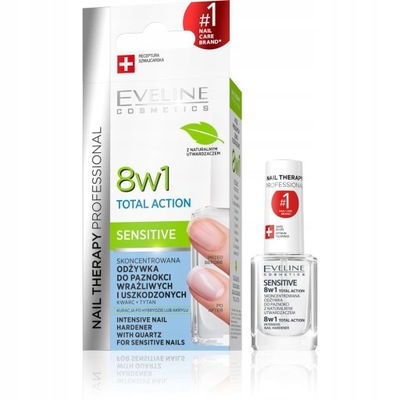 Eveline 8w1 Sensitive Skoncentrowana odżywka do paznokci po hybrydzie