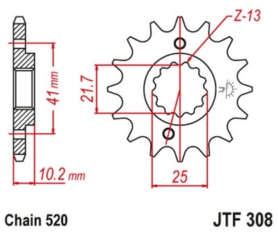 JT ЗУБЧАТКА ПЕРЕДНЯЯ 345 16 HONDA NX 650, FX 650