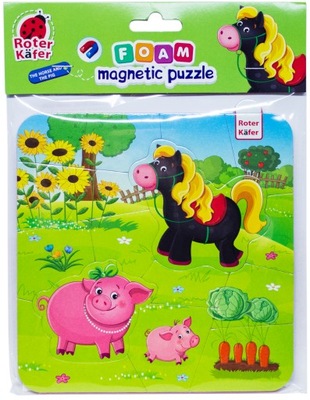 Piankowe puzzle magnetyczne Koń i Świnki