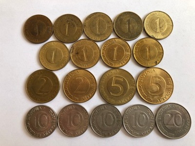 B35 Słowenia - zestaw 18 monet bez powtórek