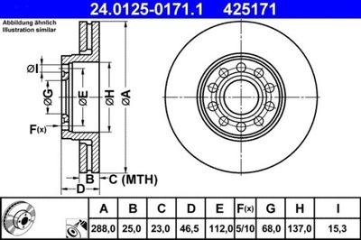 2X ДИСК ТОРМОЗНОЙ VW ПЕРЕД A100/A4/A6/PASSAT 96-/A8 99- 24.0125-0171.1