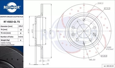 ROTINGER RT 4502-GL T5 HAM.ДИСК /T/MAZDA 6 02-