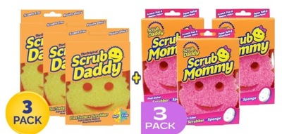 SCRUB MOMMY PINK 3 PACK + SCRUB DADDY ORIGINAL 3 PACK