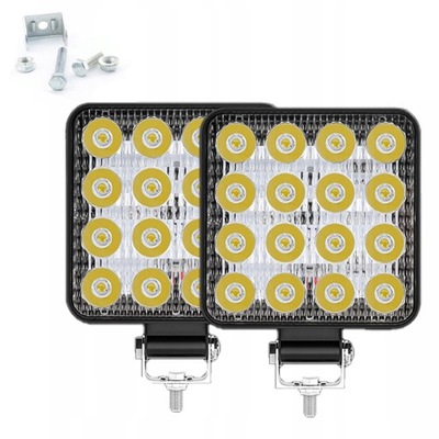 Лампа рабочая 16 led противотуманная фара 48w 12v 24v светодиодная фото №1