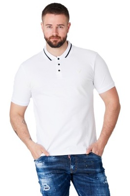 GUESS - Biała koszulka polo męska r XL