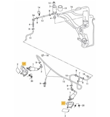 SOPORTE DE LAVAPARABRISAS FAROS AUDI A5 08- 11 PR  