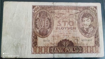 Banknot 100 zł stan słaby seria C.K. z 1934