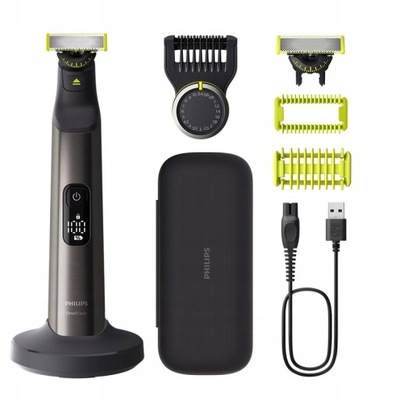 GOLARKA PHILIPS ONEBLADE PRO 360: PRZYCINANIE Z ETUI, NASADKAMI I PODSTAWĄ