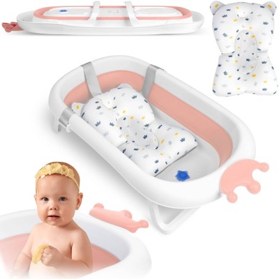 Wanienka dla niemowląt z poduszką RK-280 biało-róż