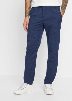 1K3G11 BONPRIX SPODNIE GRANATOWE W PASKI 56