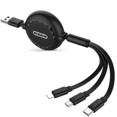 Zwijany kabel USB 3 w 1 Szybka ładowarka 3 A Kabe