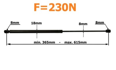 ПРИВІД ГАЗОВИЙ 615MM 230N RVI PREMIUM, MAGNUM, MIDLUM