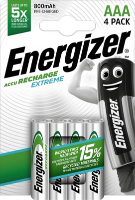 4x AKUMULATORKI ENERGIZER 800 mAh HR03 AAA R3