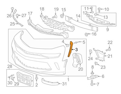 MOUNTING BUMPER CHEVROLET CAMARO 2016- 84021312  