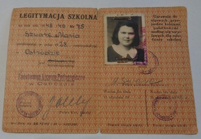 LEGITYMACJA SZKOLNA 1948