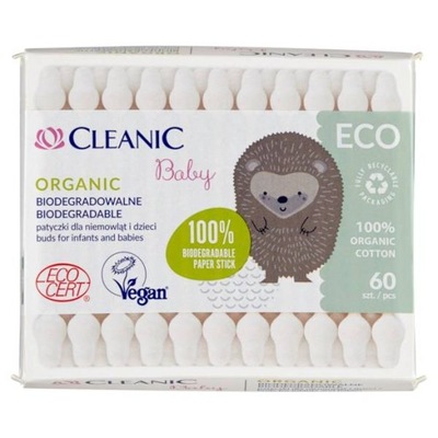 CLEANIC Baby Organic patyczki dla niemowląt 60szt