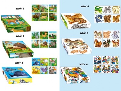 KLOCKI OBROTOWE PUZZLE zwierzątka układanki dla DZIECI 16 elementów ADAMIGO