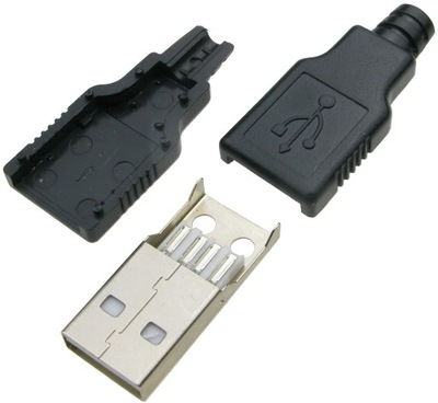 Wtyk USB A na kabel z osłoną czarny /0133