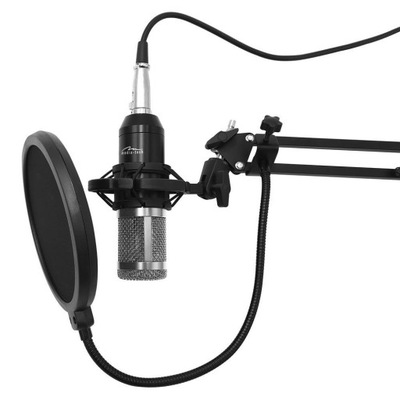 STUDIO&STREAMING MICROPHONE - Profesjonalny zestaw mikrofonu (srebrna siatk