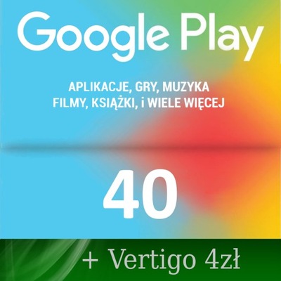 Google Play 40 zł Karta Kod Doładowanie Android