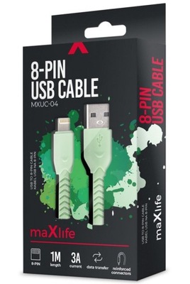 Kabel USB - micro USB 3A 1m Zielony Maxlife