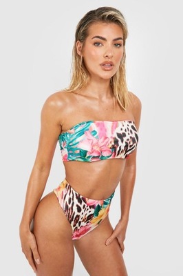 BOOHOO BIKINI KOMPLET TROPIKALNY WZÓR X3K NG2__L