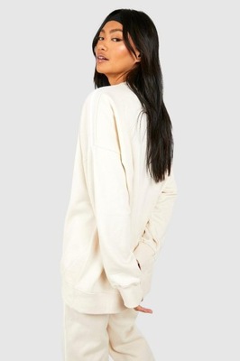 OVERSIZE NADRUK NAPISY M FC17101 *BOOHOO BEŻOWA BLUZA